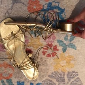 Zara Gold tie up sandals